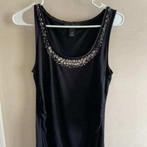 White House/Black Market Beaded Top, Black, Size M
